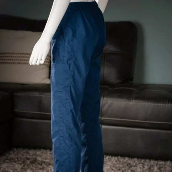 Navy Scrub Pants with 4 Large Pockets/Front Tie - Picture 2 of 4